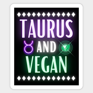 Taurus and Vegan Retro Style Neon Magnet